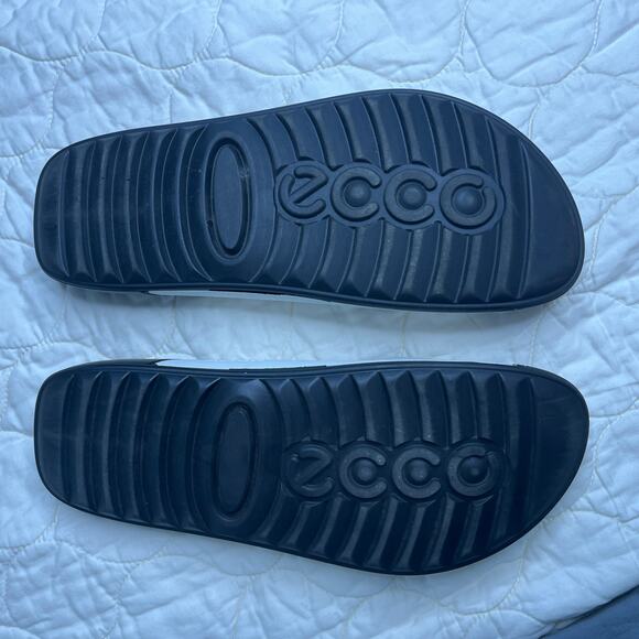Ecco Womens Slide Sandals US 10 10.5 EU 41 Cozmo White Black Grain Leather - Picture 6 of 9